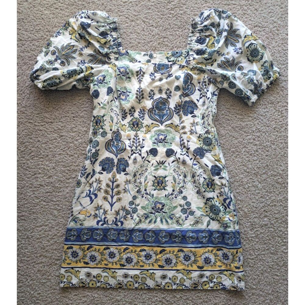 NWT Anne Klein Boho Floral Printed Puff Sleeve Lined Dress Sz 8